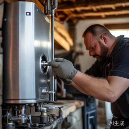 壁挂炉煤炉对接，防火胶密封。