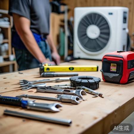 安装空气能热水器，工具准备齐全