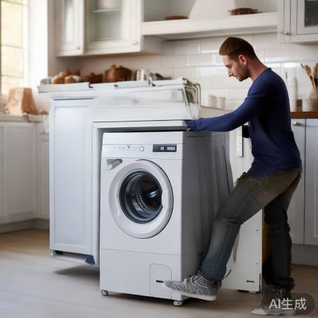 二人合作，安全移洗衣机