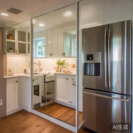 镜面增宽，映厨房明亮