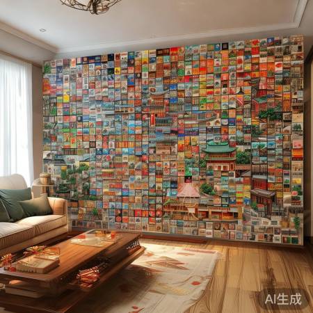 冰箱贴拼凑老北京风情墙，复古风