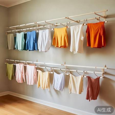 墙面安装晾衣杆，方便晾晒空间省