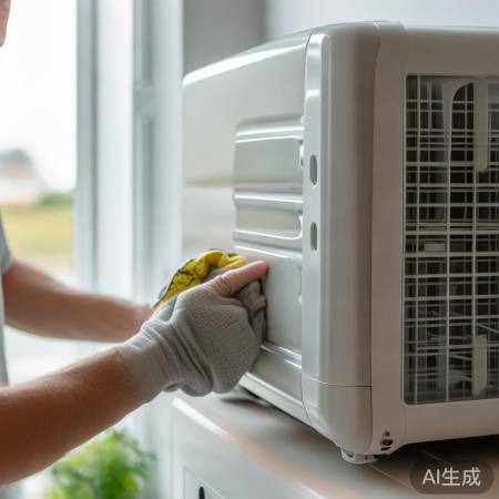 空调清洁,酒精擦拭,安全操作。