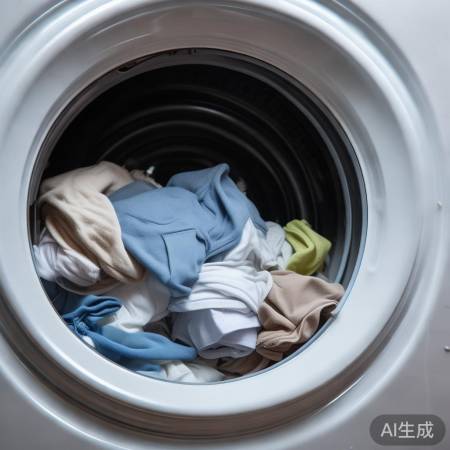 洗衣机嗡嗡响，衣物摆放不当。