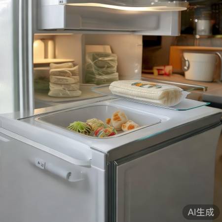 薄饺子隔断，巧用小型冰箱。