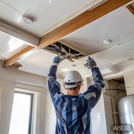 拆吊顶装热水器，注意安全，勿损