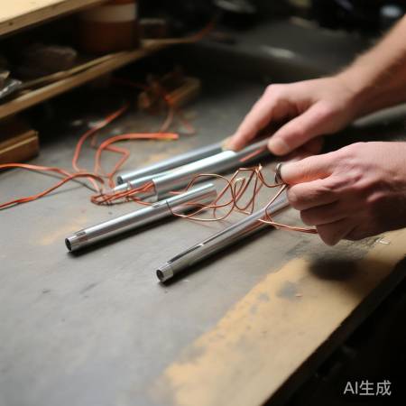 “剪铝管弯成L形，铜线连接成三