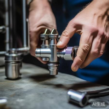 安装新进水阀,拧紧螺丝抹生料带