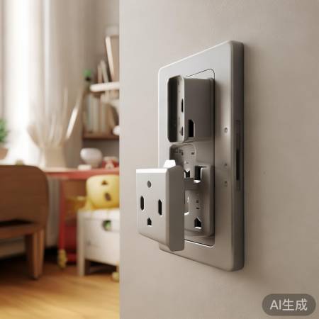 带保护门插座，安全防触电。