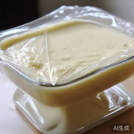 冷藏布丁，保鲜膜防水分，口感更