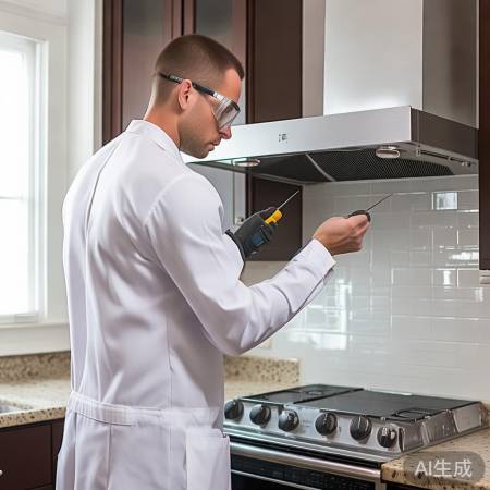 拆卸油烟顶盖,注意螺丝方向。