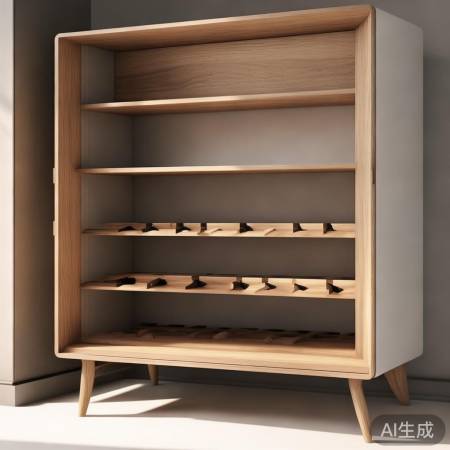 北欧红酒柜：温馨实用，木色搁板