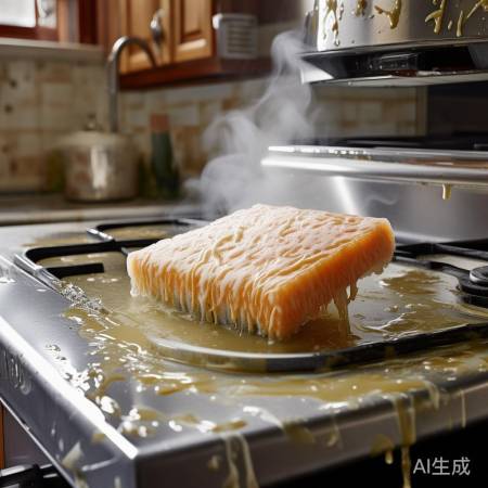 厨房油污，热水白醋洗洁精，轻松