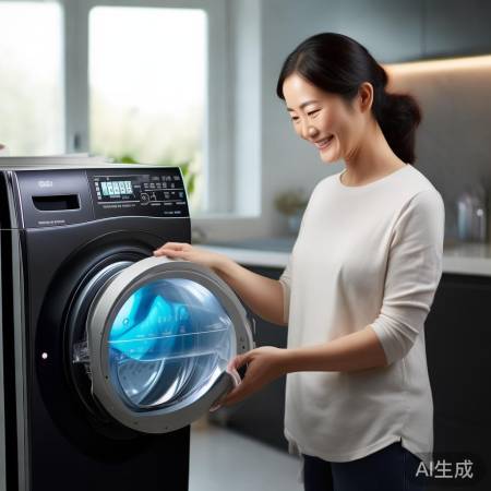 洗衣机操作简便，智能预约洗护。