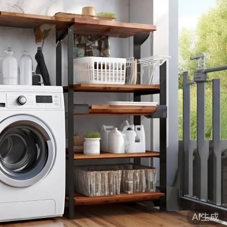 洗衣机旁置物架，阳台空间大利用