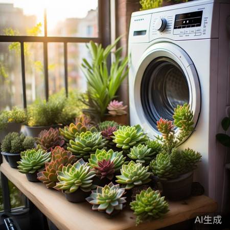 阳台懒人绿植，多肉洗衣机旁宜。