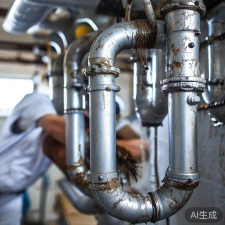 清洁水管,刷净管口弯头。