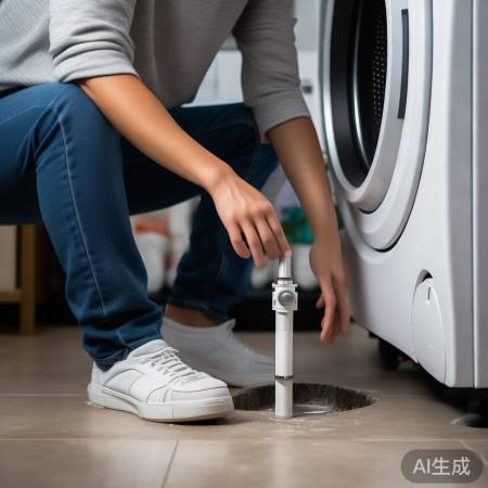 寻找洗衣机排水阀，先关电掀底板