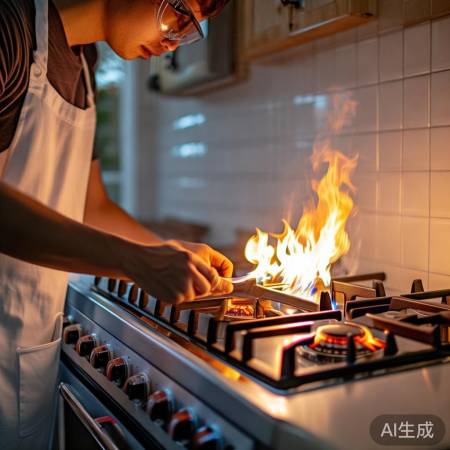 燃气灶安装后,点火测试成功!