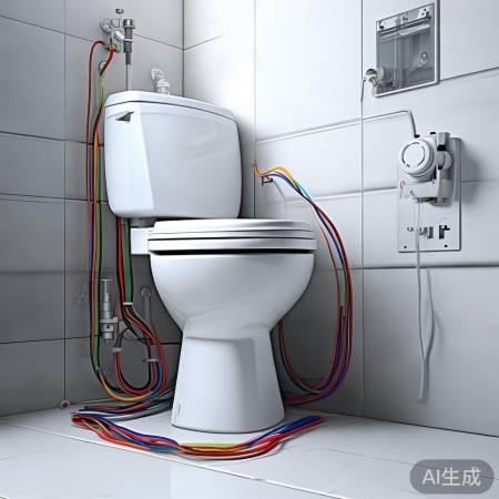 马桶安装前，线材走向直线避免曲