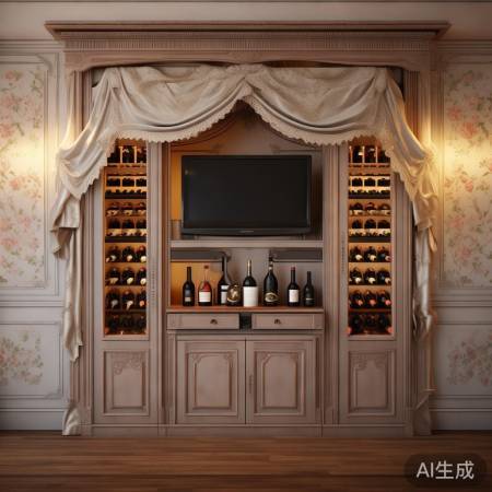 法式浪漫酒柜墙,温馨蕾丝点缀。