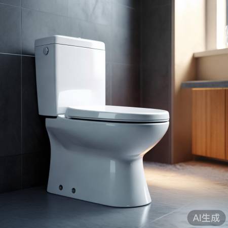 马桶安装完毕，试自动冲洗、烘干