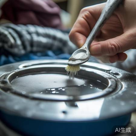 牙刷刷洗衣机排水口，除垢去杂。