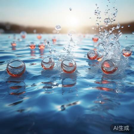 气体分子撞击水面，形成水蒸气。