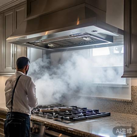 老板油烟机安装完成，功能检测完