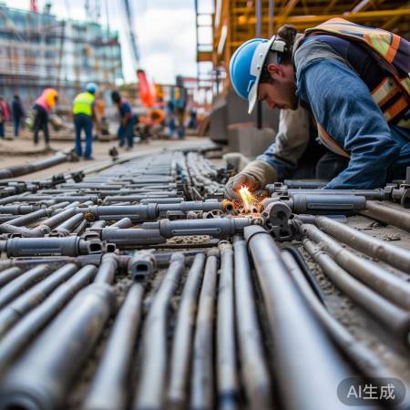 安装管线，切割焊接，确保牢固
