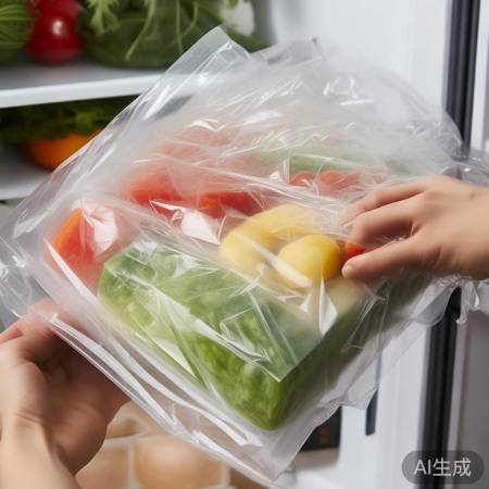 保鲜膜包裹，防食物结冰。