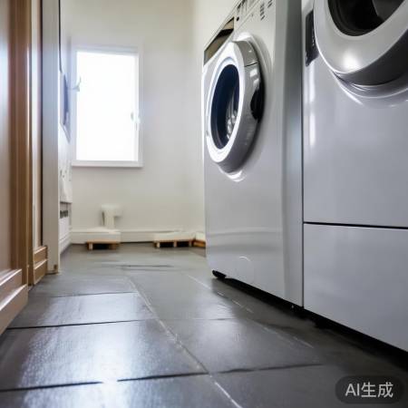 洗衣机放平稳,地面不平垫脚调。