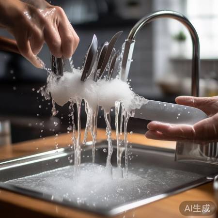 清洗刀具，消毒柜中除菌。