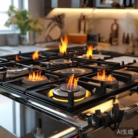燃气灶安全多，自动熄火童锁保。