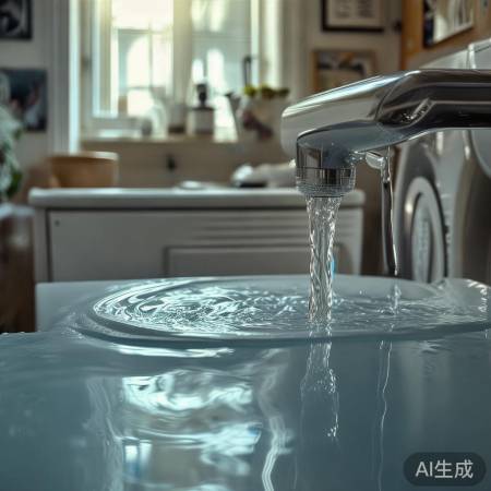 开启洗衣机龙头，观察水位适中。