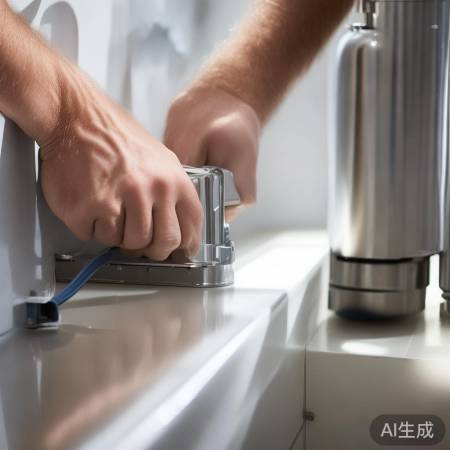 安装热水器，挂板平直固定。