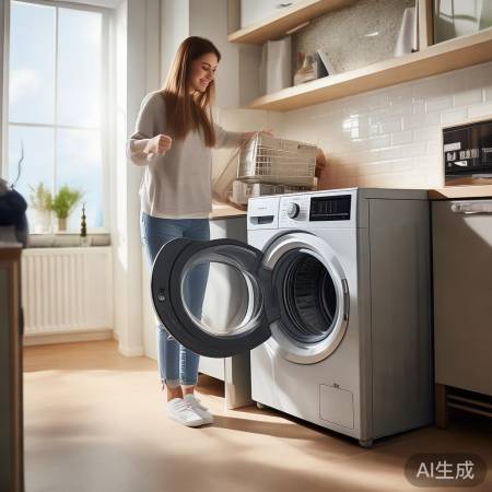 “半自动洗衣机，快递取货新便捷