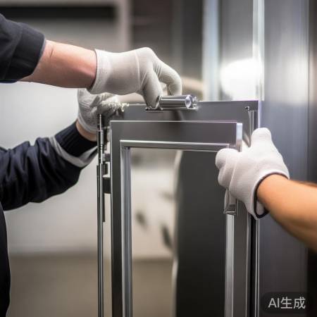 安装门板,固定框对齐,装把手拧