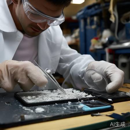 碎屏清理，吸出碎片，酒精擦净。