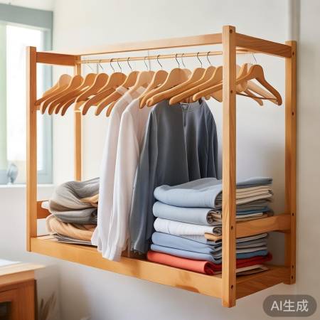 叠衣架整理衣物，透气防霉。