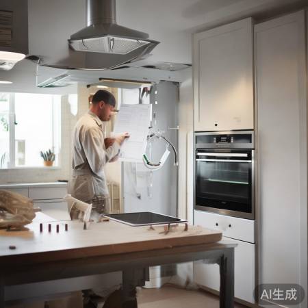 安装集成灶烟道前,通风检查尺寸