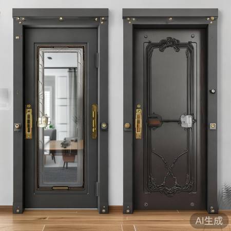 防盗门重安全，门框门美而轻防。